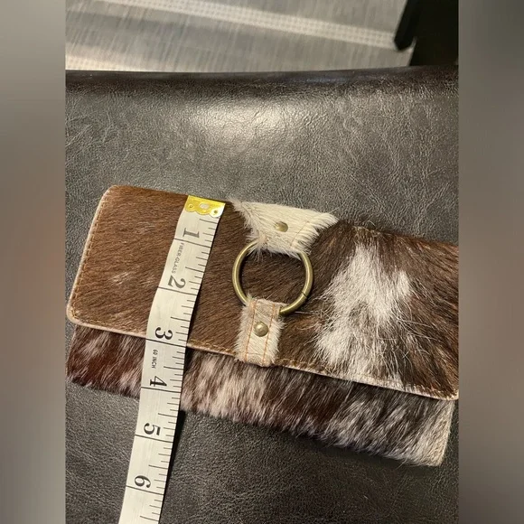 MYRA BAG / WALLET Tan hair on tote Calf Hair Leather Bag with wallet CHK PIC - Picture 13 of 14